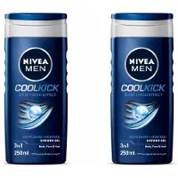 Nivea 2 x MEN - Douchegel - Cool Kick - 250 ml - Voordeelverpakking - 2 stuks