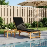 vidaXL Ligstoel Kussen GEMERT 100% Polyester Zwart 200 x 55 x 3 cm