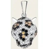 MOOYE ® - Collectie Zilveren Jaguar kop hanger met zirkonia's