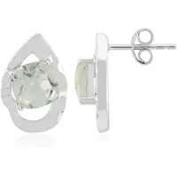 Cavill - Zilveren Oorbellen - 925 Sterling Zilver Palladium - 2,21 ct Groene Amethist Braziliaans - Elegant Druppelmodel - Antiek Schaalbord