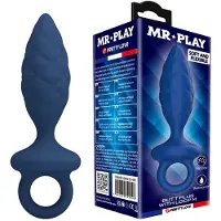 Mr play - TEXTURED ANAL PLUG WITH RING BLUE M