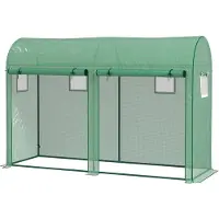 Outsunny folietunnel, kas, vroege kas, met 4 ramen en 2 deuren, groen, staal, PE