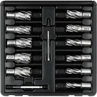 YATO YT-43405 Professionele HSS Kernborenset – 13-Delig – Snelstaal (HSS) – Weldon Opname – Met Centreerpennen – Kernboren voor Staal & Metaal