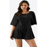 Imily Bela Dames Losse Playsuit met Korte Mouwen en Borstzak