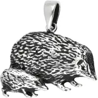 MOOYE ® - Collectie Zilveren Egel moeder met kind ketting hanger