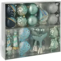 J-Line Doos kerstballen - polystyreen - zilver/blauw