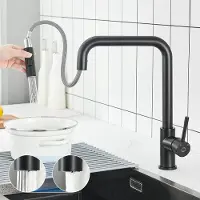 CECIPA MAX Keukenkraan - Hoge Uitloop - Uitrekbare Uitloop - Warm‑en Koudwatermengkraan - Roestvrij staal - Zwart