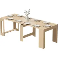 HOMCOM Uitschuifbare eettafel, 48-240 x 90 cm, eettafel geschikt voor maximaal 10 personen