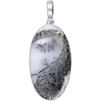 MOOYE ® - Collectie Zilveren Agaat Dendriet XL ovaal ketting hanger
