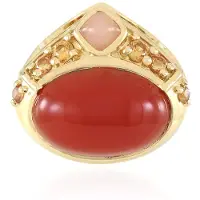 Cavill - Zilveren Hanger - 925 Sterling Zilver Verguld - Rode Carneool 2,93 ct & Maansteen Oranje Saffier 3,21 ct - Elegant Design