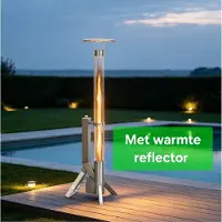 Green Flame Outdoor Lounge Heater + reflector BPH-R80-P - Pellet Terrasverwarmer - Pellet Terrasheater - Fire Tube - Buitenverwarming - Tuinhaard -