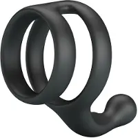 Crazy Bull - YANCY DOUBLE COCK AND BALL RING BLACK