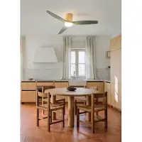 Create - Plafondventilator stil 40W (Ø132cm) - Sfeer- en hoofdverlichting LED - Afstandsbediening - 6 snelheden - Programmeerbaar - WIND CALM CUSTOM RATTAN