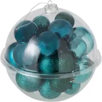 J-Line Kerstballen - PS - blauw/donkergroen - doos van 24