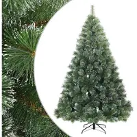 vidaXL Kunstkerstboom met Scharnier en Sneeuw Vilt Groen 210 cm
