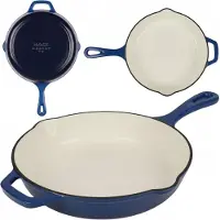 Hage - Koekenpan - Geëmailleerde Gietijzeren Koekenpan - Cast Iron Frying Pan - Geschikt voor Inductie, Gas & Oven - Ø26 cm - Blauw