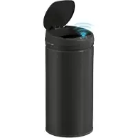 HOMCOM Sensor Prullenbak - Roestvrij Staal - 30,5x30,5x68cm - Zwart