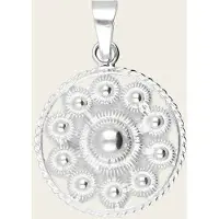 MOOYE ® - Collectie Zilveren Goese platte knop knoop 23 mm. ketting hanger