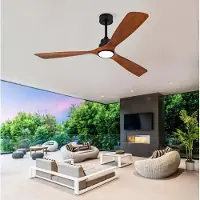 STILVORA Plafondventilator Met Verlichting – 152 Cm – 6 Snelheden, Dimbaar En Met Afstandsbediening – Metaal En Hout – Walnoot En Zwart – Voor Grote Ruimtes