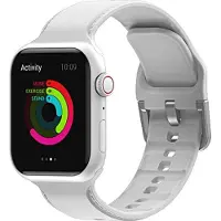Mobigear Dashed Siliconen Watch bandje geschikt voor Apple Watch Bandje Gespsluiting - 49/45/44/42 mm - Wit