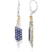 Cavill - Zilveren Oorbellen met Tanzaniet - 925 Sterling Zilver - 1,89 ct Ronde Edelstenen - Luxe Elegante Oorbellen - Palladiumcoating - 52 mm