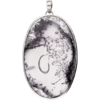 MOOYE ® - Collectie Zilveren Agaath Dendriet XXL Ovaal ketting hanger