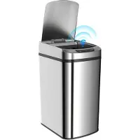 HOMCOM Sensor Prullenbak - Roestvrij Staal - 28x22x41cm - Zilver