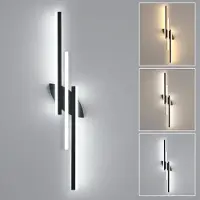 Riserva LED Wandlamp modern minimalistisch langwerpig zwart 28W driekleuren 3000/4500/6500K Ra80, voor studeerkamer, slaapkamer, keuken, woonkamer, eetkamer