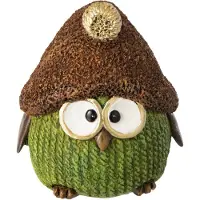 J-Line decoratie Uil Hoed - polyresin - groen/bruin - small