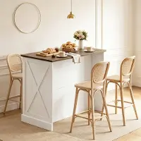 STILVORA Keukeneiland - Met 2 Lades En Schuifdeurkast - Werkblad En Opbergruimte Voor Keuken - MDF En Spaanplaat - Wit Bruin - 106,4x57x92 Cm
