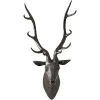 J-Line Hangende hertenkop - polyresin - zwart