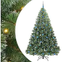 vidaXL Kunstkerstboom met 300 LED met standaard Groen 210 cm PE en PVC