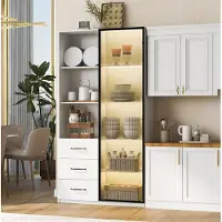 MODFU Vitrinekast - LED Verlichting - Aluminium Frame - Wit - 80 X 40 X 160 Cm