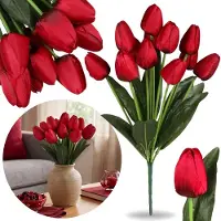 Sarcia.eu KUNST tulpen, BOEKET bordeauxrode tulpen, tak 43 cm, SET van 12 stuks, ALS ECHT