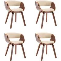 vidaXL Eetkamerstoelen 4 st gebogen hout en kunstleer crèmekleurig