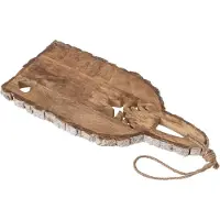 J-Line Gebeeldhouwde snijplank met schors - mangohout - naturel - medium