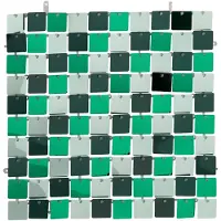J-Line Vierkant decoratief paillettenpaneel - PET - blauw/groen - set van 6
