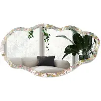 Wallfluent Vogelmotief Spiegel - Groen Rechthoekige Spiegel Met Modern Design - Organische Spiegel - Woonkamer - Illustratief - 45x90 cm - Totale afmeting 52x97 cm