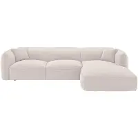 Vente-unique Hoekbank rechts convertible in beige chenillestof CAMILIO