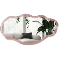 Wallfluent Levendig Bordeauxrood Spiegel - Bordeaux Rechthoekige Spiegel Met Modern Design - Organische Spiegel - Woonkamer - Minimalistisch - 45x90 cm - Totale afmeting 52x97 cm