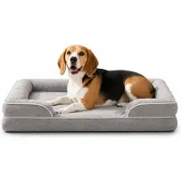 Belviona memory foam hondenbed, orthopedisch, gewrichtsvriendelijk en waterafstotend, met afneembare hoes, 97x71x17 cm