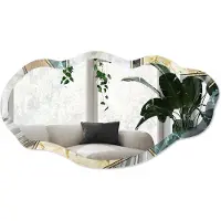 Wallfluent Geometrische Mozaïek Spiegel - Grijs Strakke Rechthoekige Spiegel - Organische Spiegel - Woonkamer - Modern - 45x90 cm - Totale afmeting 52x97 cm