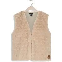 Nono rechtvallend gilet - beige Meisjes Imitatiebont V-hals Effen - maat 158/164