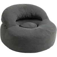 SoBuy Relaxfauteuil Donkergrijs met Voetenbank