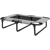 PawHut -Erhöhtes Hundebett-Polyester, Stahl-75L x 51B x 18H cm-Hellgrau