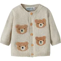 Name it Gebreid vest 'NBMObase' bruin / grijs / zwart
