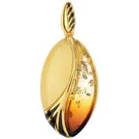 Cavill - Hanger 925 Sterling Zilver Verguld - 2,25 Ct Baltische Barnsteen Cabochon - Zonsopgang & Mistige Fancy Cabochon - Handgemaakt