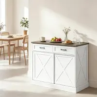 HAUSS SPOLE Keukenkast Keuken Eiland Met Opbergruimte En Werkblad Voor Woonkeuken Wit Bruin 106,4 x 57 x 92 Cm