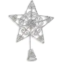 RIFFELMACHER & WEINBERGER Kerstboompiek Barok Ster Zilverkleurig met Zilverglitter 20 cm