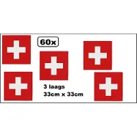 Wefiesta 60 stuks Servetten Zwitserland 33cm x 33cm - 3 laags - Servet diner eten knoeien restaurant Suisse BBQ thema feest verjaardag feest